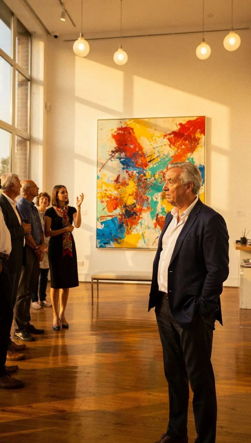 Private exhibition space with curated artworks displayed.